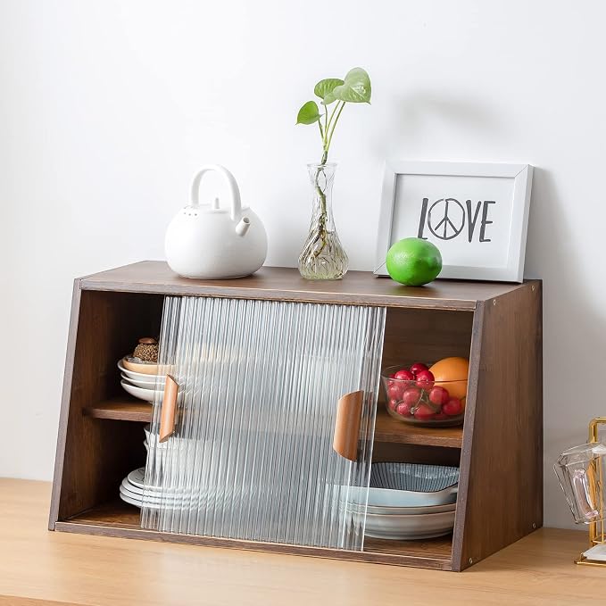 HollyHOME Small Bamboo Kitchen Pantry Sideboard - Image 2
