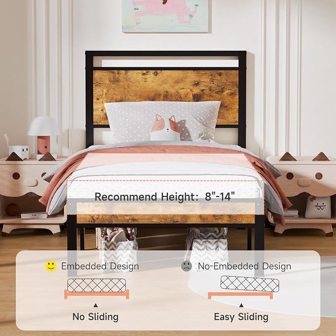Z-hom Upgraded Twin Bed Frames, Heavy Duty Metal Sturdy Bed Frame Twin Size - Image 9