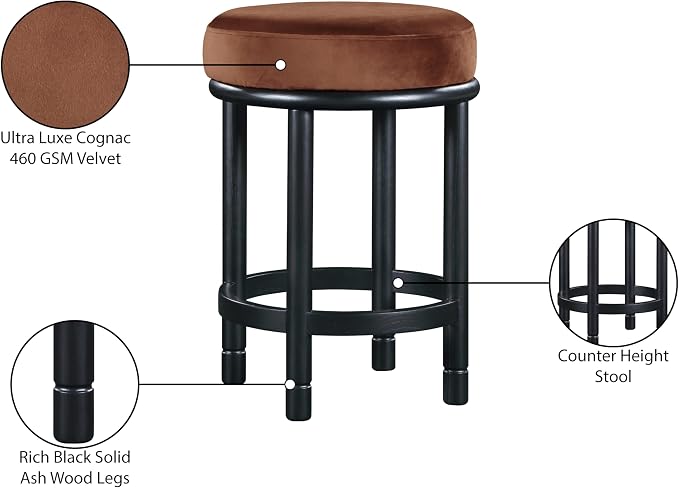 Meridian Furniture 977Cognac-C Monette Collection Art Deco Counter Stool - Image 7