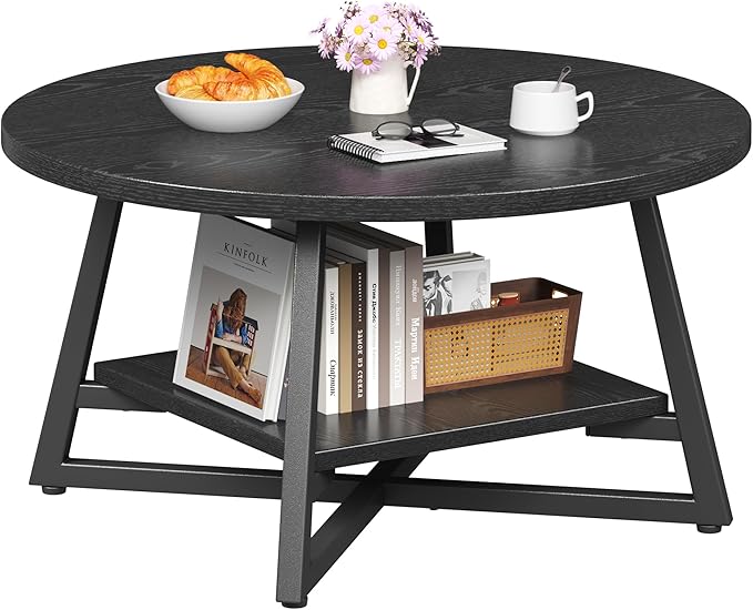 Coffee Table for Living Room, Round Coffee Table, Small Circle Coffee Table by Homeiju