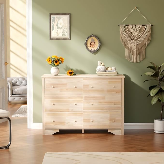 VINGLI Solid Wood Dresser Unfinished - Image 7