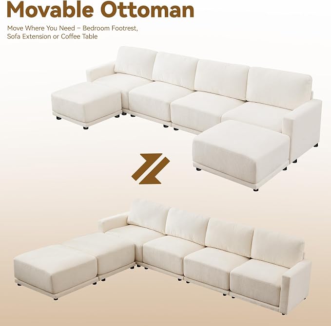 110.6" L Shaped Modular Sectional Sofa Modern Chenille Comfy Couch - Image 8