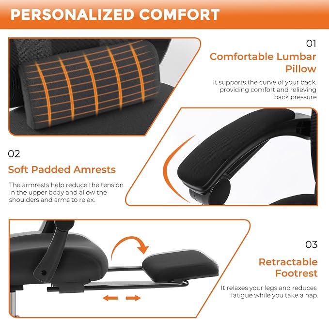 Sweetcrispy Office Computer Desk Chair Set of 2, Ergonomic High-Back Mesh - Image 6