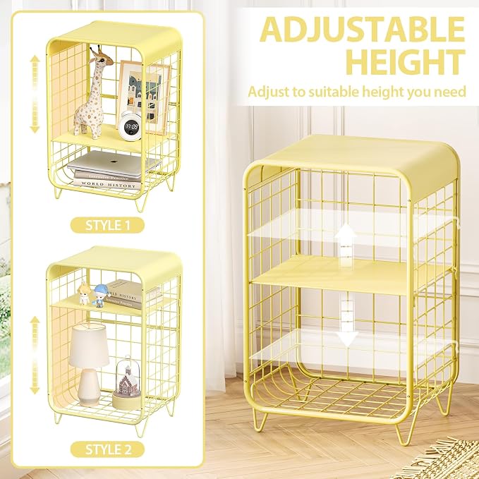 APEXCHASER Cute Nightstand, Metal Side Table, 3-Tier Modern End Table - Image 4