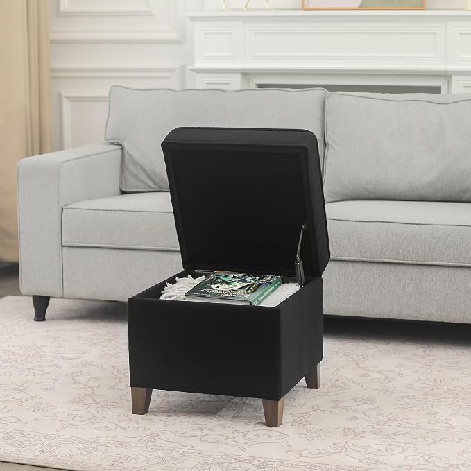 Adeco 17.5" Square Fabric Ottoman - Image 2