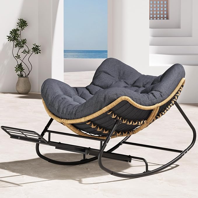 SWITTE Outdoor Papasan Rocking Chair - Image 6