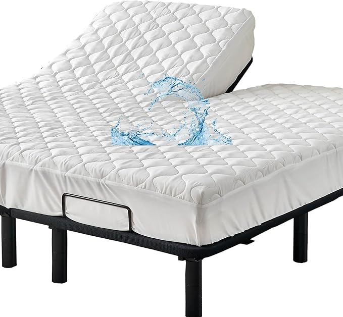 Quilted Waterproof Split Top California King Mattress Protector Pad by Kingnex
