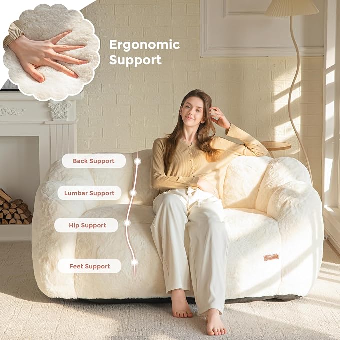 MAXYOYO Bean Bag Chair for Adults, Loveseat Floral Shaped Bean Bag Sofa - Image 5