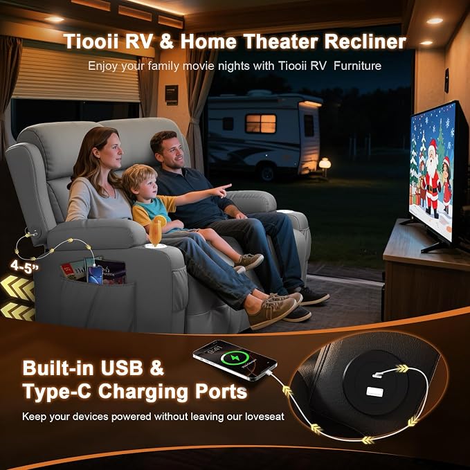 Home Theater Seating Loveseat Recliner Sofa, Wall-Hugger Reclining Couch - Image 5