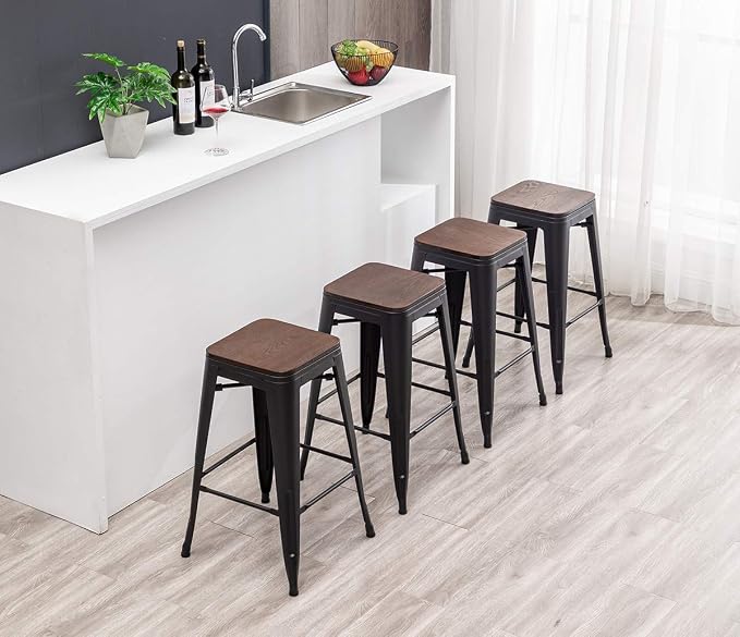 HAOBO Home 30" Backless Metal Counter Stool Height Bar Stools Barstools - Image 8