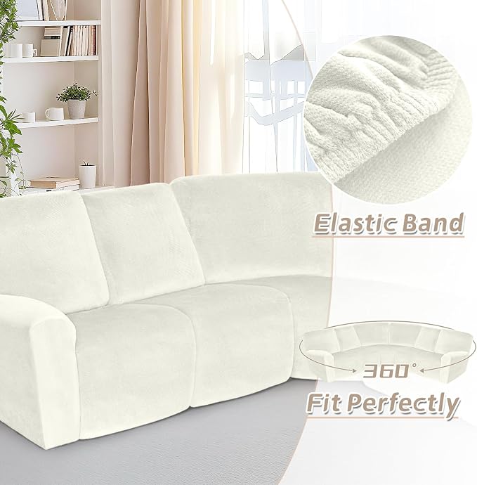 Arfntevss Sectional Recliner Couch Covers Velvet Corner Sectional Sofa Cover - Image 6