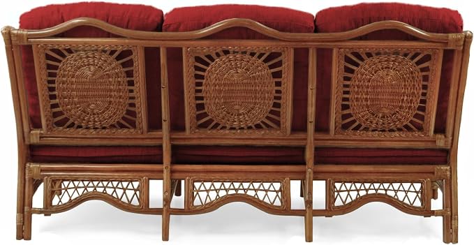 Malibu Lounge Set of 4: 2 Natural Rattan Wicker Chairs, Three-Seater Sofa - Image 10