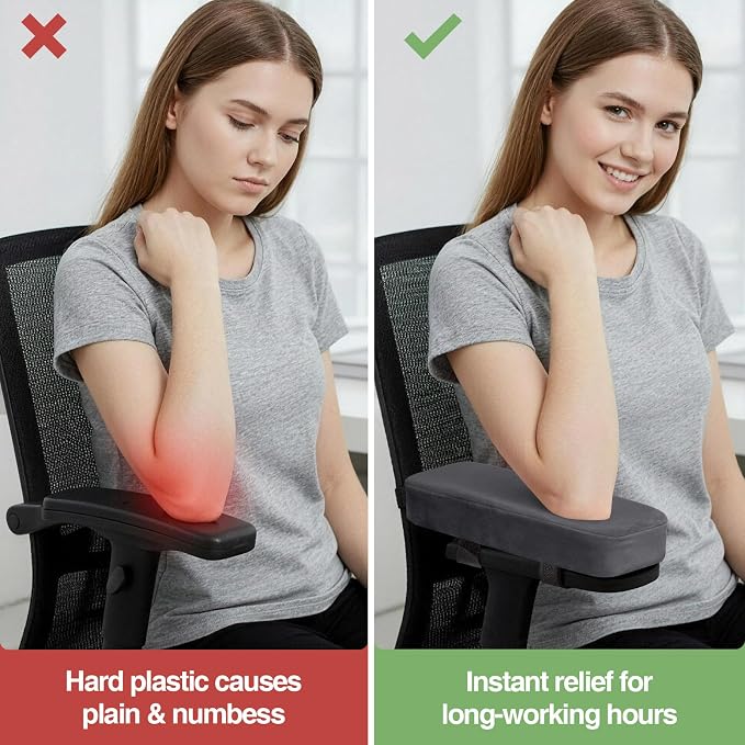Smiry Ergonomic Office Chair Armrest Pads, Memory Foam Arm Rest Covers - Image 4