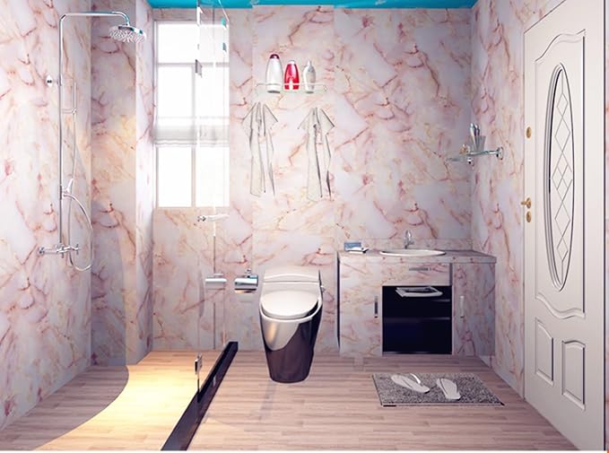 Amhao Amber Pink Granite Look Marble Effect Counter Top Film Vinyl Self - Image 5