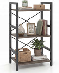 Tangkula 3-Tier Industrial Bookshelf, 16.5" Width Wooden Open Bookcase by TANGKULA