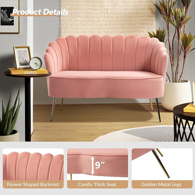 HULALA HOME Velvet Loveseat Sofa - Image 3