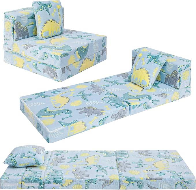 MeMoreCool Glow Dinosaur Tri-fold Sofa Bed by MeMoreCool