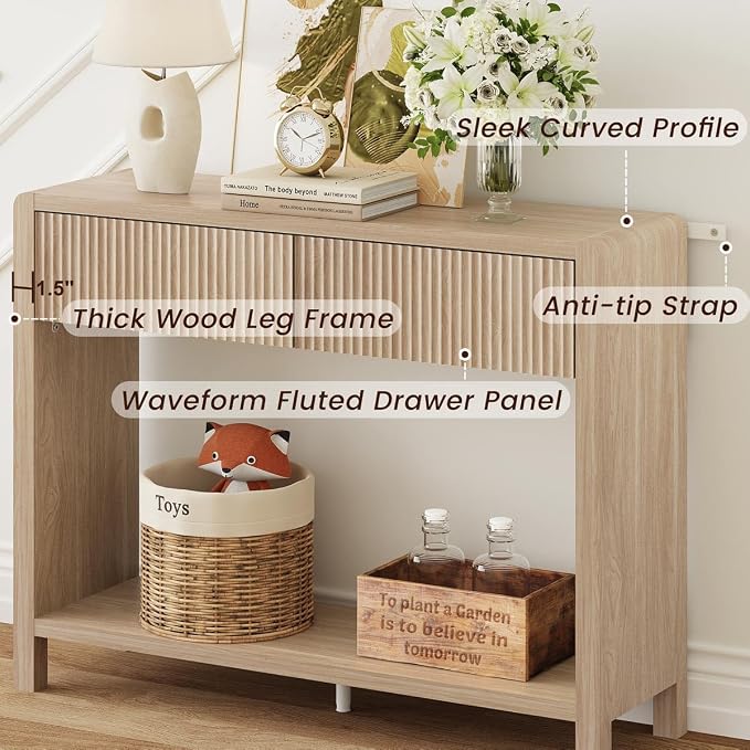 FATORRI Console Sofa Table, Wooden Entryway Table - Image 5