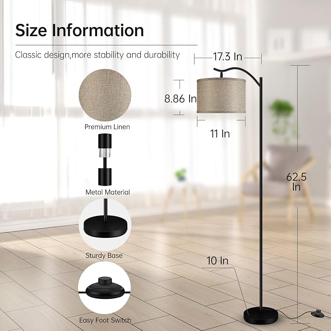 BoostArea Floor Lamp for Living Room, 9W LED Arched Lamp, Tall Modern Standing - Image 5