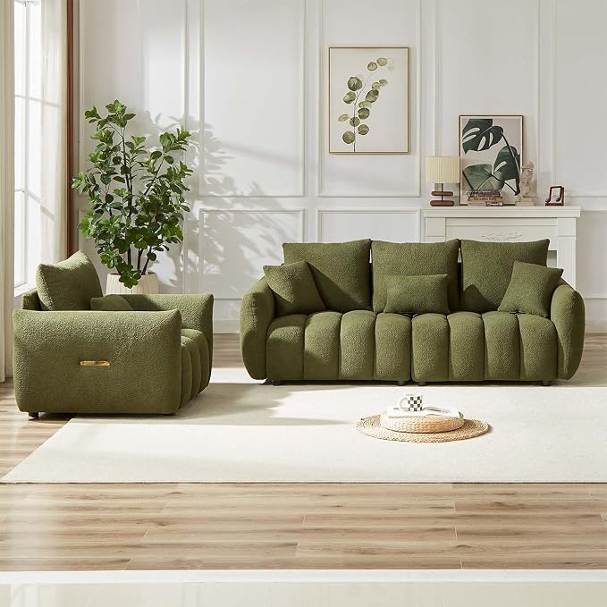 Antetek Teddy Sofa Set for Living Room, Modern Deep Seat Sofa Chair and - Image 3