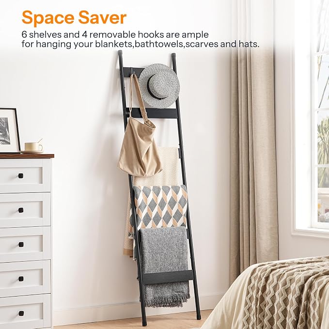 HOOBRO Blanket Ladder, 6-Tier Towel Rack - Image 4