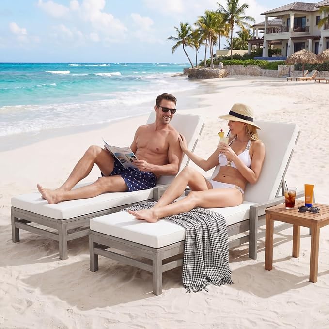 Outdoor Chaise Lounge Chair Set of 3, Patio Chaise Lounge Recliner - Image 5