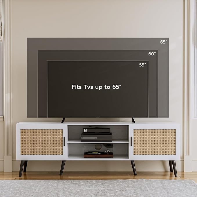 ZttRiee TV Stand for TVs up to 65'', Mid Century Modern Entertainment Center - Image 3
