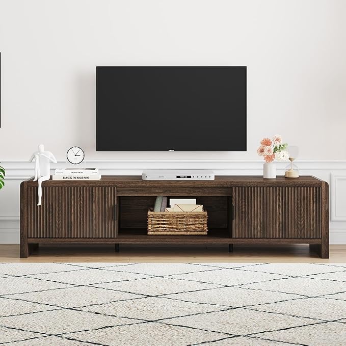 FATORRI TV Stand for 75/65/55 Inch TVs, Mid Century Modern Entertainment Center - Image 8
