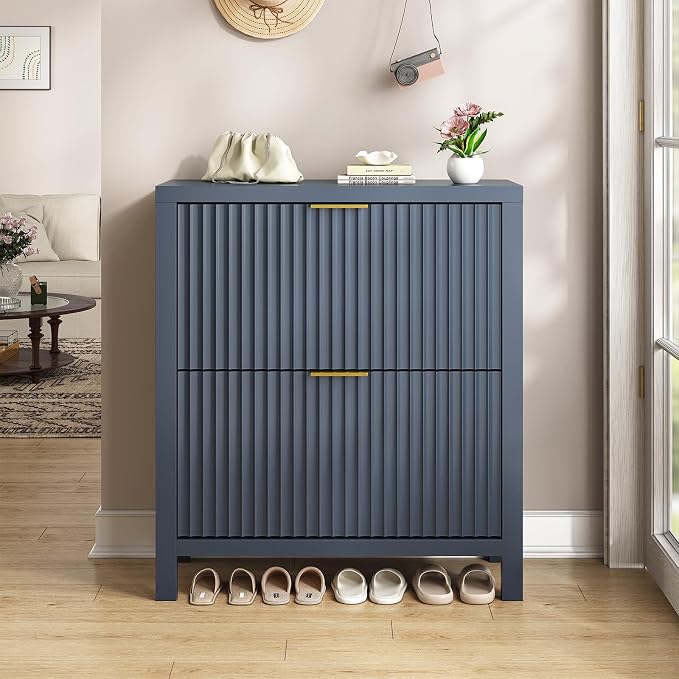 YOMILUVE Shoe Cabinet Storage for Entryway, Fluted Shoe Cabinet - Image 9