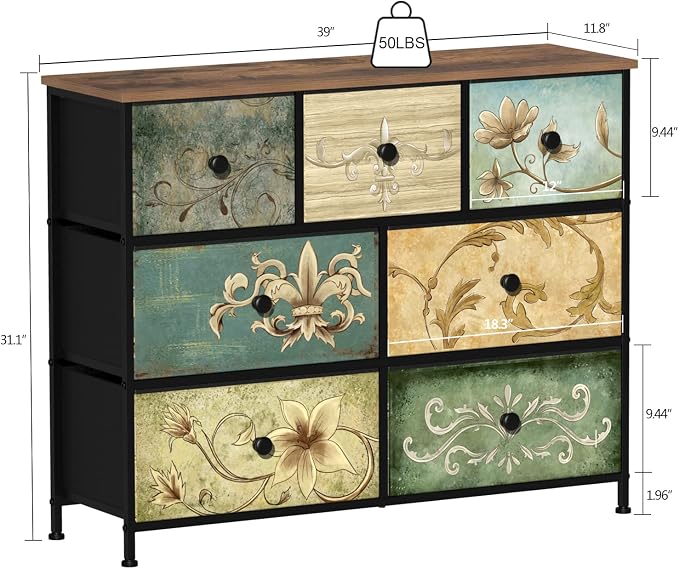 Tohomeor Dresser with Drawers for Bedroom Chest of Drawers Fabric Dresser for - Image 3