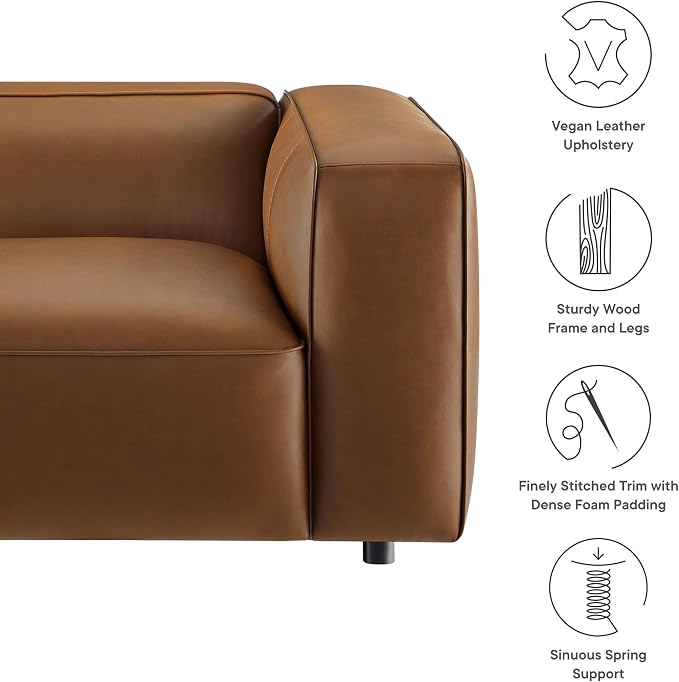 Modway Auren Vegan Leather Right Modular Armchair in Coffee - Image 4