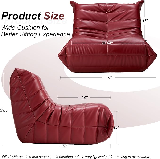 Hobestluk Giant Bean Bag Chair Lazy Floor Sofa, Memory Foam Fireside Sofa - Image 2