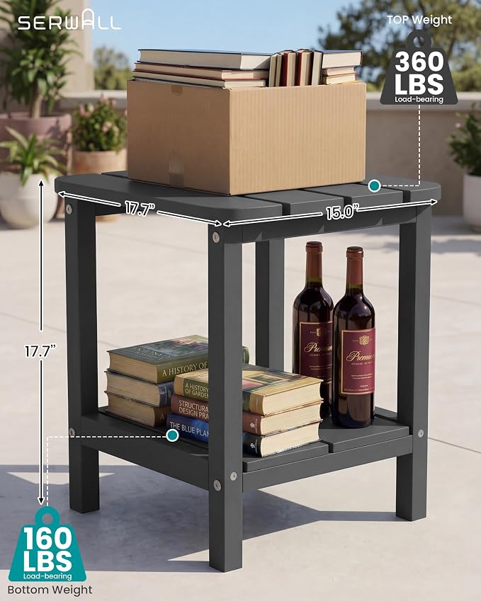 SERWALL Adirondack Table Outdoor Side Table- Gray - Image 3