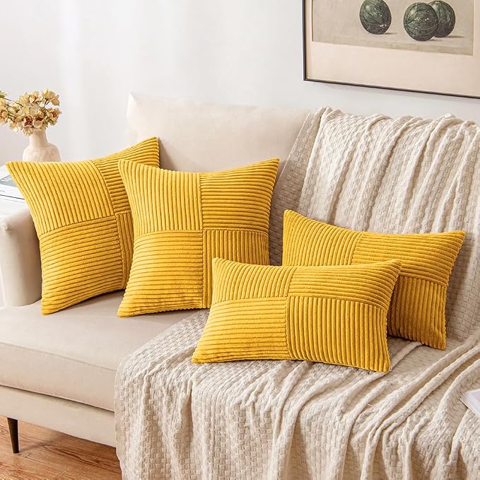 MIULEE Mustard Yellow Decorative Throw Pillow Covers 16x16 Inch - Image 4