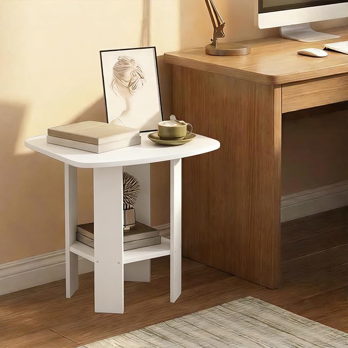Furinno Simple Design Side Table, 2-Tier Square Modern End Table, Open Shelves - Image 4