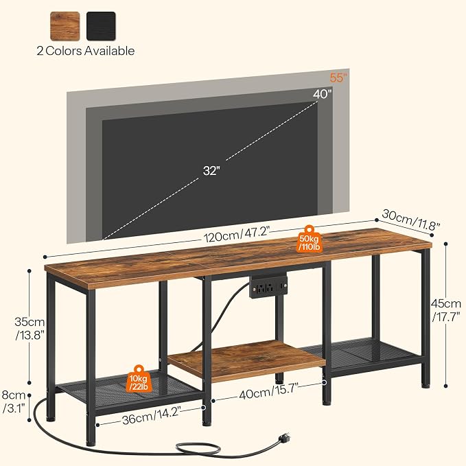 HOOBRO TV Stand with Charging Station to 55 Inches, LED Entertainment Center - Image 2