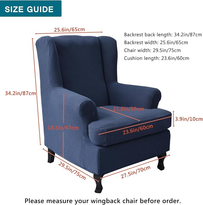 KRFOONN Wingback Chair Covers Slipcovers 2 Piece Stretch Wing Chair Covers - Image 2
