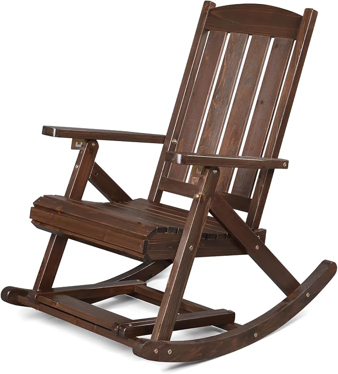 VINGLI Wooden Porch Rocking Chair, Heavy Duty Outdoor Rocking Chair by VINGLI