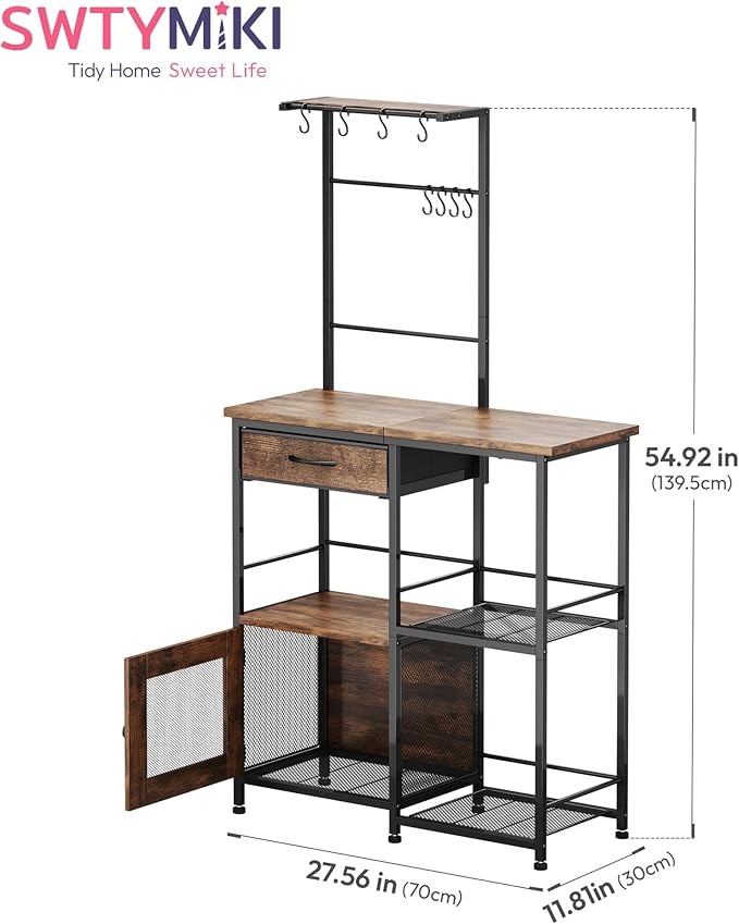 SWTYMIKI Coffee Bar with Hanging Rack - Image 2