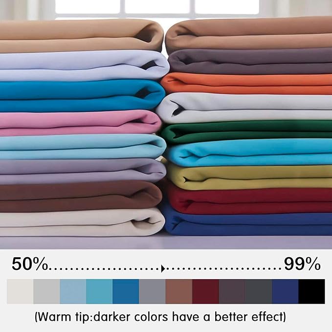 Yakamok Light Grey Blackout Curtains, Thermal Insulated Room Darkening Grommet - Image 2