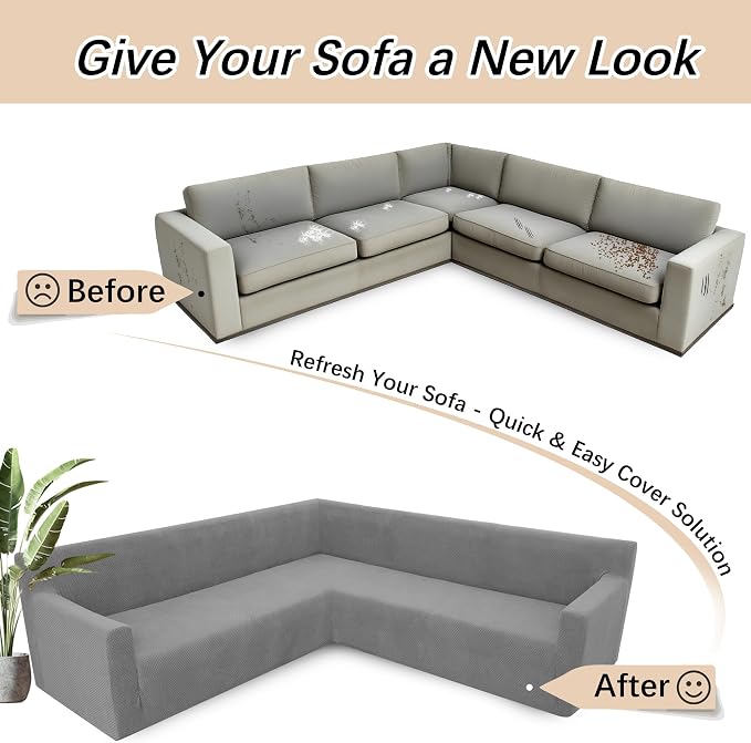 Arfntevss Stretch Sectional Couch Covers L Shaped Corner Sectional Sofa Cover - Image 6