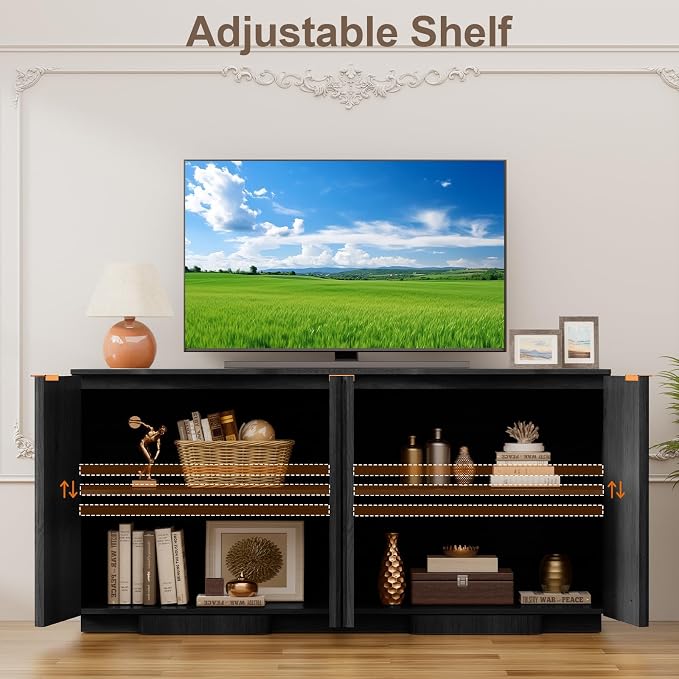 Brafab Buffet Cabinet, Wood Fluted Credenza - Image 5