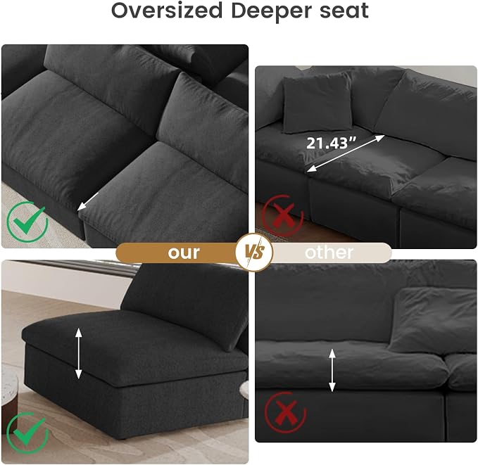 WJShome Cloud Modular Sectional Couch, 120.45" Convertible Couch - Image 6