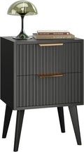 YAUKOMEL Small Black Night Stand, Mid Century Modern Bedside Table, Nightstand by YAUKOMEL