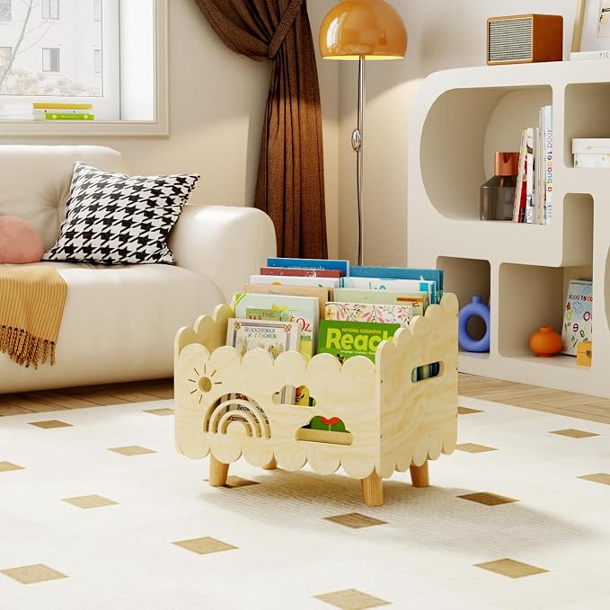 Wood Kids Bookshelf, Montessori Bookshelf, - Image 7