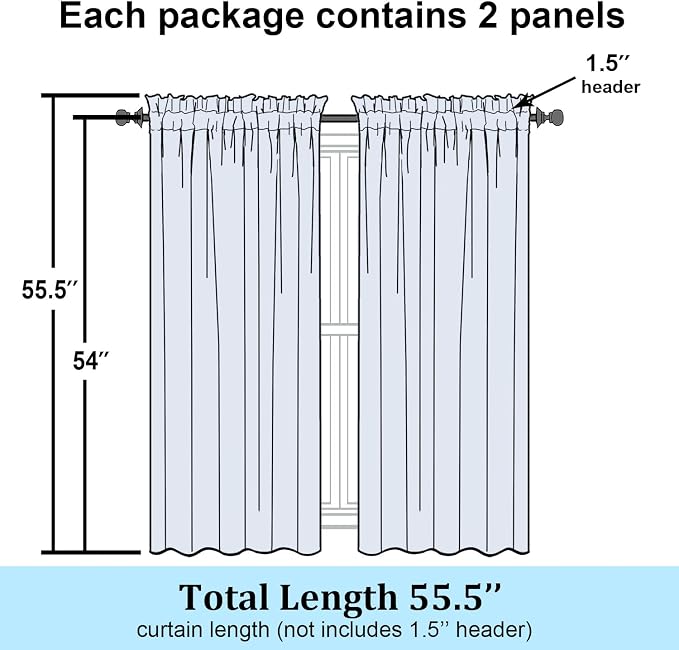 Simplebrand Black Semi Sheer Curtains 54 Inch Length 2 Panels, Geometric - Image 7
