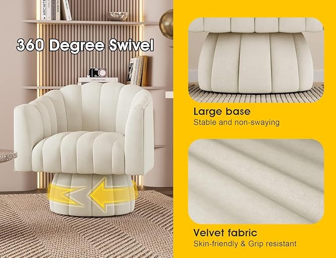 Dewhut Swivel Accent Chair Set of 2, 360° Swivel Barrel Chair - Image 6