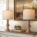 BOBOMOMO 20" Rustic Bedside Lamps Set of 2- Vintage Resin Table Lamps by BOBOMOMO