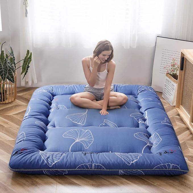 MAXYOYO Leaf Printed Japanese Futon Floor Mattress, Thicken Sleeping Pad Floor by MAXYOYO