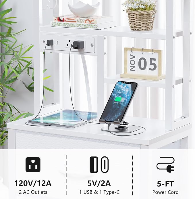Furnulem Tall Night Stand, 52.1 Inch LED Nightstand - Image 5